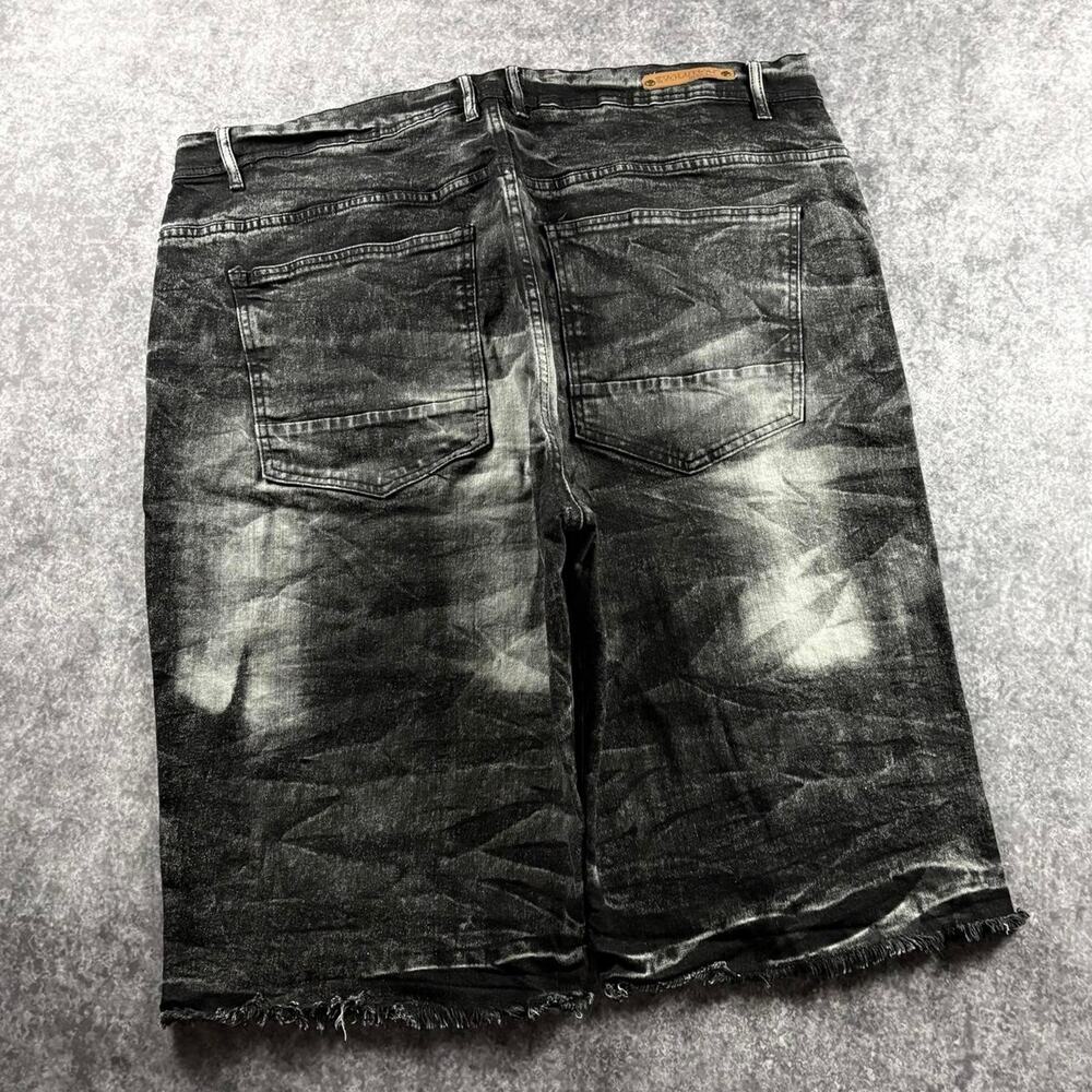 Vintage Evolution In Design Men’s 46 Black Acid Wash Distressed Denim Jorts Y2K
